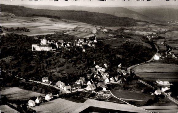 Postcard Reichenberg Backnang Württemberg, aerial photograph