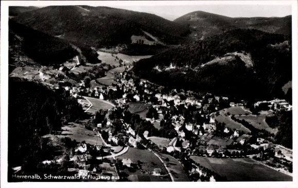 Postcard Bad Herrenalb in the Black Forest, aerial photograph