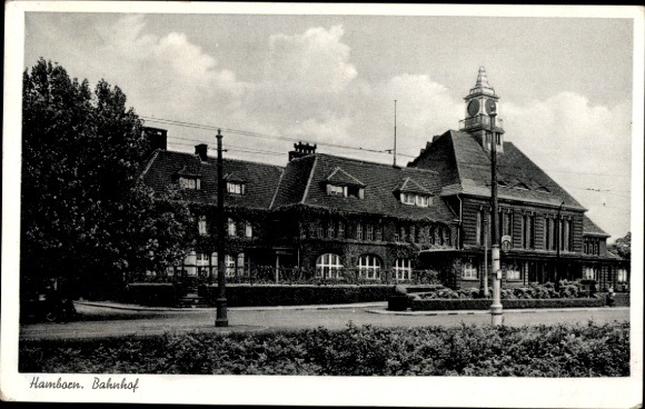 Postcard Hamborn Duisburg in the Ruhr area, train station