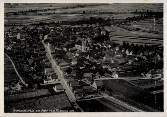 Postcard Grafenrheinfeld am Main Lower Franconia, aerial photograph
