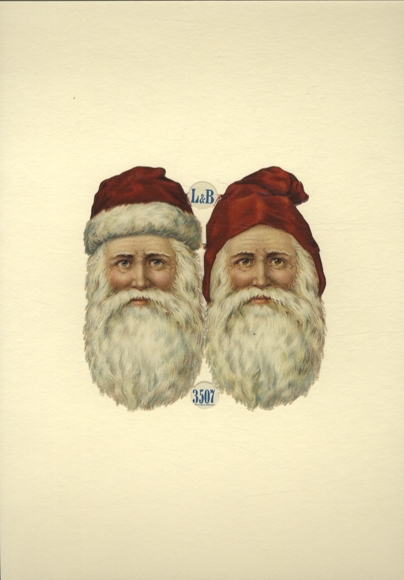 Wafers block of 2, L& B 3507, Santa Claus with red hats, size approx. 12.5 x 12.5 cm