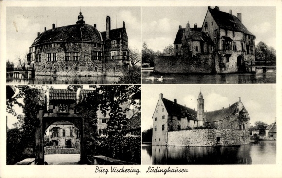 Postcard Lüdinghausen Kreis Coesfeld, Burg Vischering, Party at the Gate