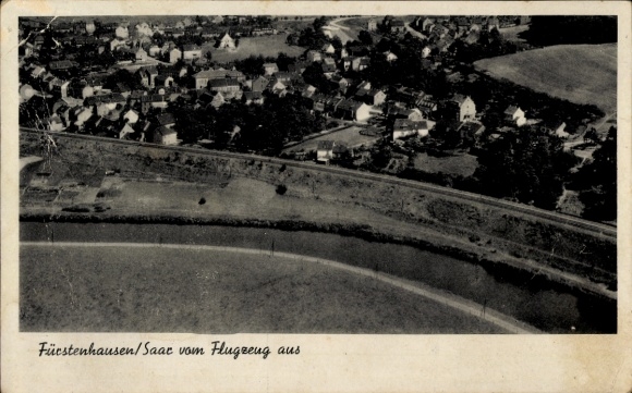 Postcard Fürstenhausen Völklingen in Saarland, aerial view, general view