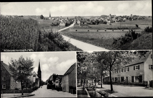 KP Mitteleschenbach w Mittelfranken Bawaria, widok ogólny, przekrój ulicy, zajazd