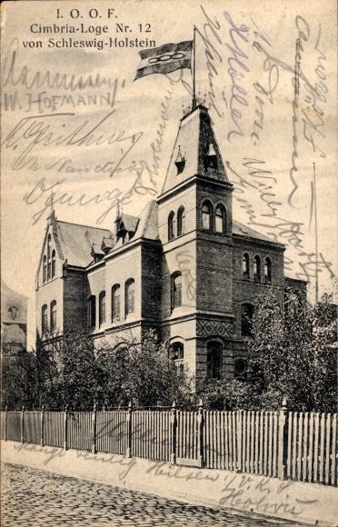 Postcard Lübeck in Schleswig Holstein, IOOF Cimbria-Lodge No. 12 of Schleswig Holstein, Muhliusstr. 60