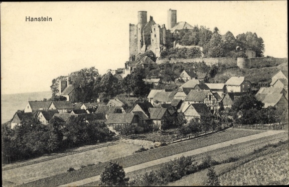 KP Rimbach Bornhagen im Eichsfeld, zamek Hanstein, widok na miasto, pola