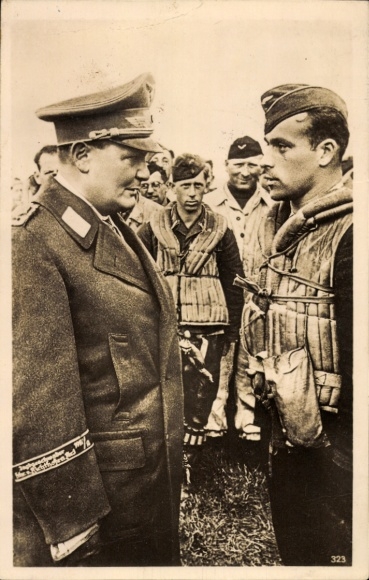 KP Reichsmarschall Göring w rozmowie z niemieckim pilotem Luftwaffe II. Wojna światowa