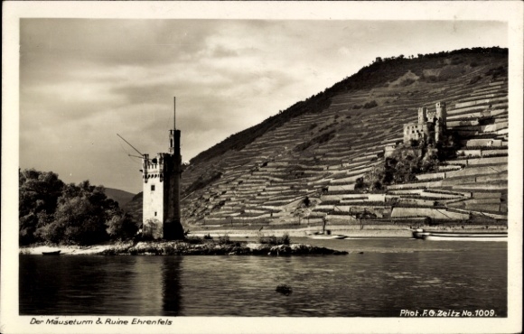 KP Oberwesel am Rhein, Mäuseturm, ruiny Ehrenfels, fot. FG Zeitz
