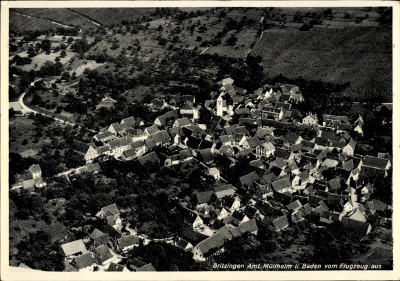 Postcard Britzingen Müllheim in Baden Black Forest, aerial photograph