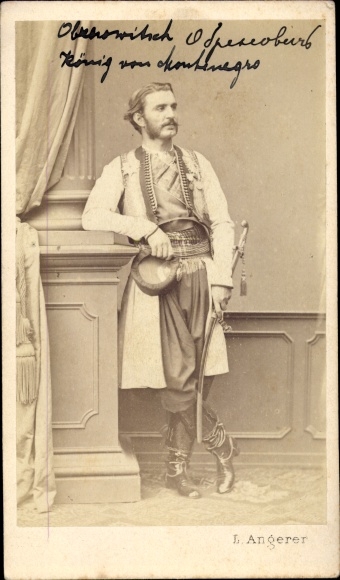 CdV King Nikola I of Montenegro, standing portrait, around 1870