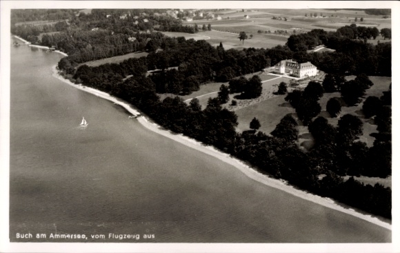 Postcard Buch Inning am Ammersee, aerial photograph