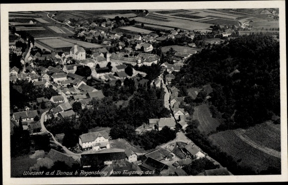 Postcard Wiesent in the Upper Palatinate, aerial photograph of Wiesent, buildings, landscape, airplane perspective