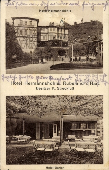 Postcard Rübeland Oberharz am Brocken, Hotel Hermannshöhle, Garden