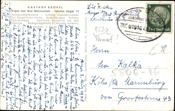 Postcard Anger in Upper Bavaria, Gasthof Kröpfl