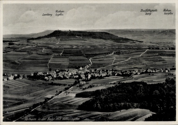 Ak Talheim Mössingen in Württemberg, landschapsmening, bossen, velden, Hohen Lemberg, Hohenfupf