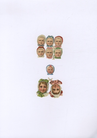 Block of 6, Block of 2 1 single wafer Faces of small children, approx. 5 x 6 cm, 4.5 x 6 cm, 2 x 2 cm
