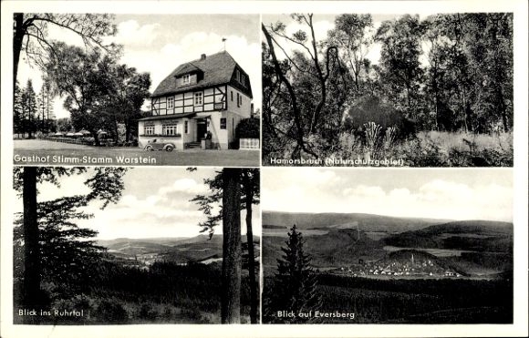 Postcard Warstein, Gasthof Stimm-Stamm, Eversberg, Ruhr Valley, Hamorsbruch, Panorama, Eversberg