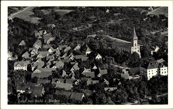 Postcard Lauf near Bühl in Baden, aerial photograph of the town and surroundings