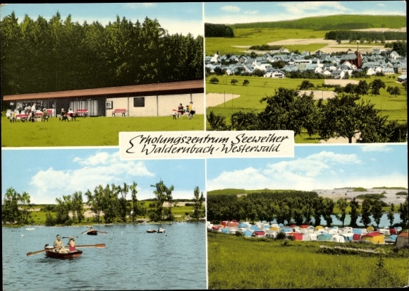 Postcard Waldernbach Mengerskirchen in the Westerwald, recreation center Seeweiher, campsite