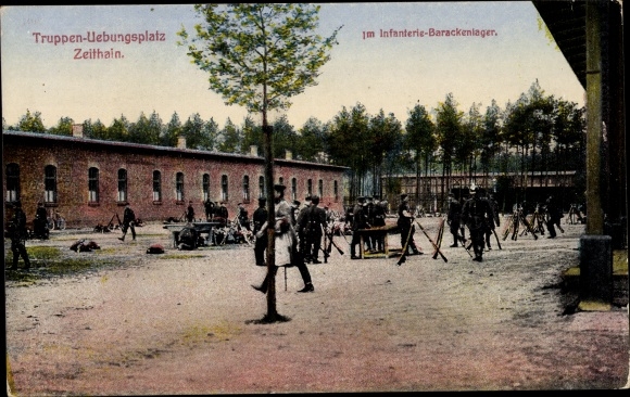 Postcard Zeithain in Saxony, military training area, infantry barrack camp