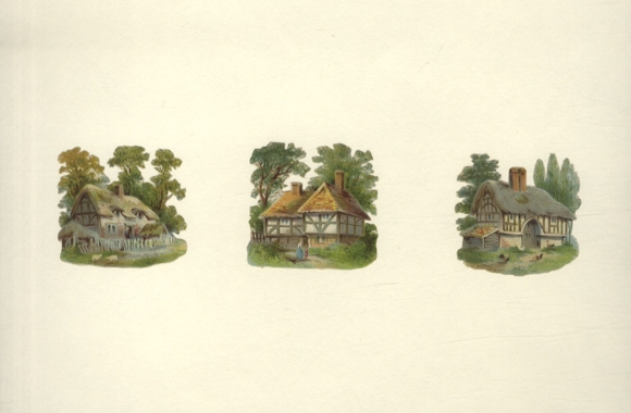 3 wafers farmhouses, each approx. 6 x 6 cm