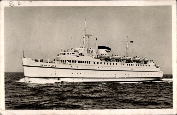 Ak hogezeeveerboot van de Deutsche Bundesbahnen
