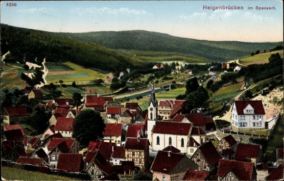 Postcard Heigenbrücken in the Spessart Lower Franconia, total view