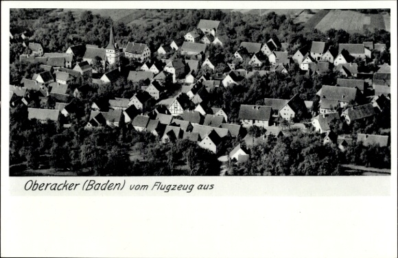 Postcard Oberacker Kraichtal in Baden, aerial photograph