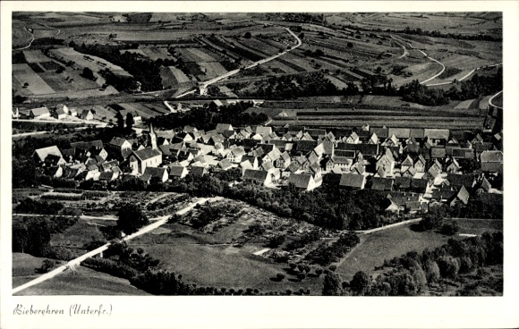Postcard Bieberehren in Lower Franconia, aerial photograph