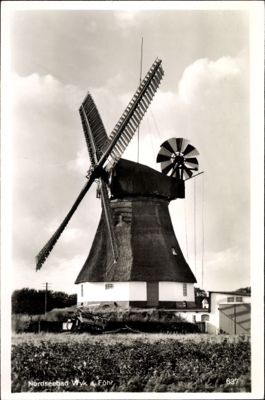 Postcard Wyk auf Föhr North Friesland, windmill