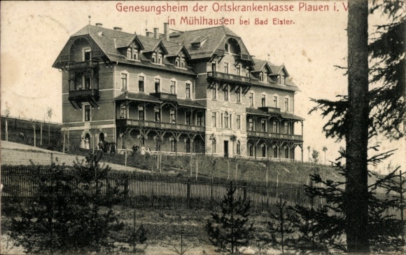 Postcard Mühlhausen Bad Elster Vogtland, convalescent home of the local health insurance fund Plauen