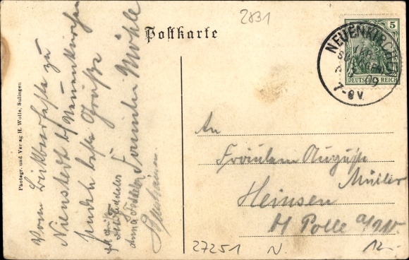 Postcard Neuenkirchen in Lower Saxony, barrel maker&#39;s inn, train station