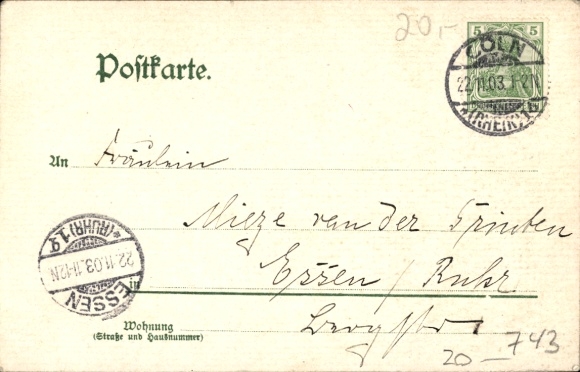 Studentika Postcard Cologne, Academic Stenographers Association, Coat of Arms, RSC Rudolstädter Senioren Convent