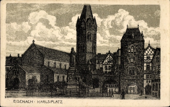 Postcard Lutherstadt Eisenach Thuringia, Hellthal, Historical Architecture, Karlsplatz, Towers, Wolkenhi