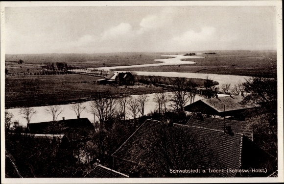 Ansichtkaart Schwabstedt in Sleeswijk-Holstein, Panorama, Treenepartie