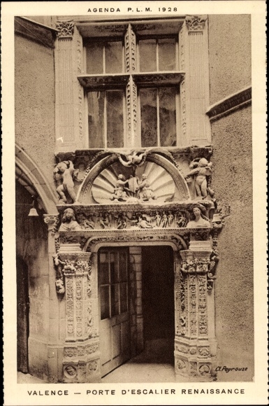 Postcard Valence Drôme, Renaissance Staircase Door
