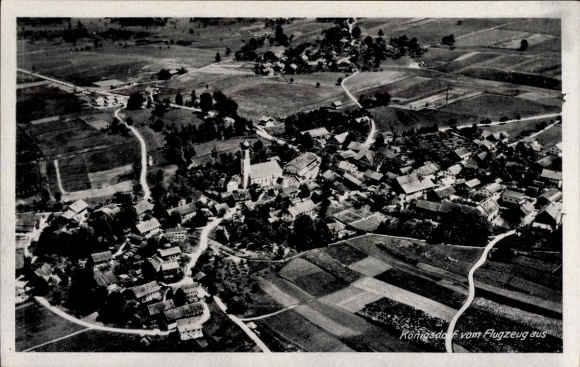 Postcard Königsdorf in Upper Bavaria, aerial photograph