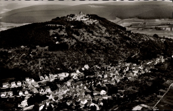 Postcard Neustadt Breuberg in the Odenwald, aerial view of Neustadt, Breuberg Castle, Odenwald