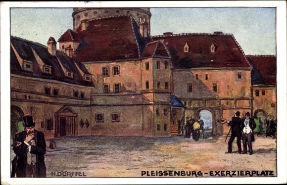 Artist Postcard Dörffel, Leipzig in Saxony, construction exhibition 1913, Pleissenburg, parade ground