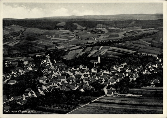 Postcard Flein in Württemberg, aerial view of vineyards, airplane perspective