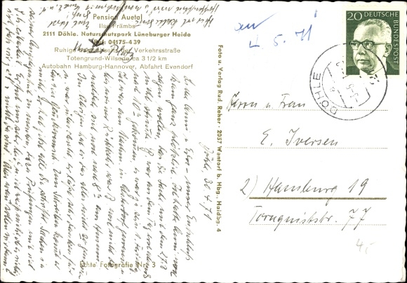Postcard Döhle Egestorf in the Lüneburg Heath, Pension Auetal