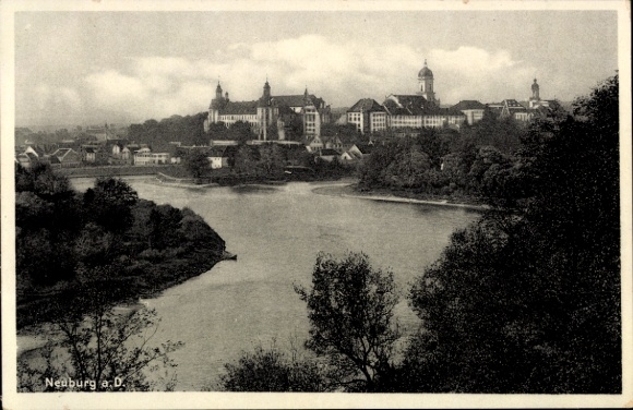 Postcard Neuburg an der Donau Upper Bavaria, city view of Neuburg, river landscape, architecture