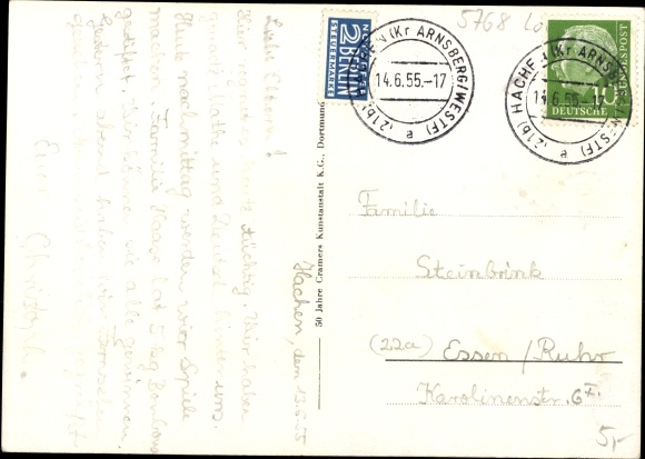 Postcard Hachen Sundern in the Hochsauerlandkreis, convalescent home d. Landsportbund NRW, aerial photo