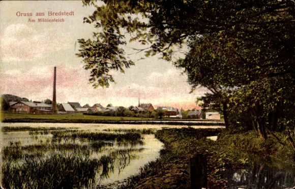 Postcard Bredstedt in Holstein Nordfriesland, mill pond