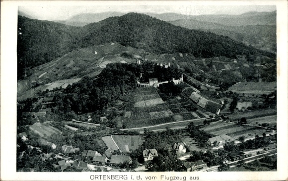 Postcard Ortenberg in Baden, aerial photograph