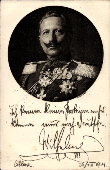 Postcard Kaiser Wilhelm II., Portrait, I no longer know any parties, quote 1914