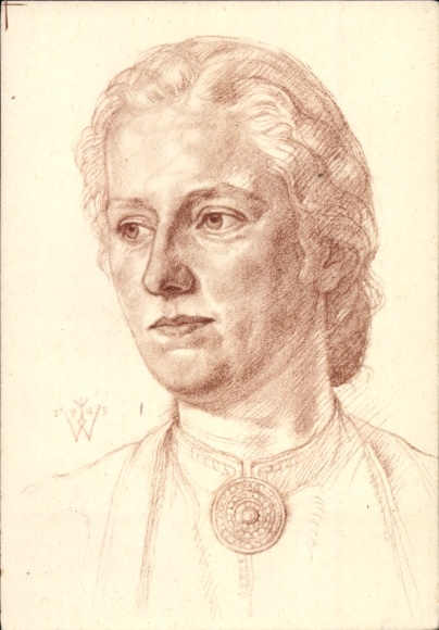 Artist Postcard Willrich, Wolfgang, German blood nobility all over the world, woman from Saxony, VDA 14 52