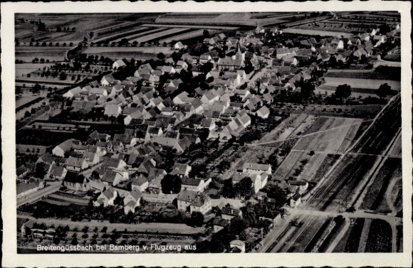 Postcard Breitengüßbach in Upper Franconia, aerial photograph of Breitengüßbach, houses, landscape, aircraft