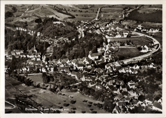 Postcard Birkenau in the Odenwald Hessen, aerial photograph