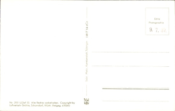 Postcard Hagnau am Bodensee, aerial photograph